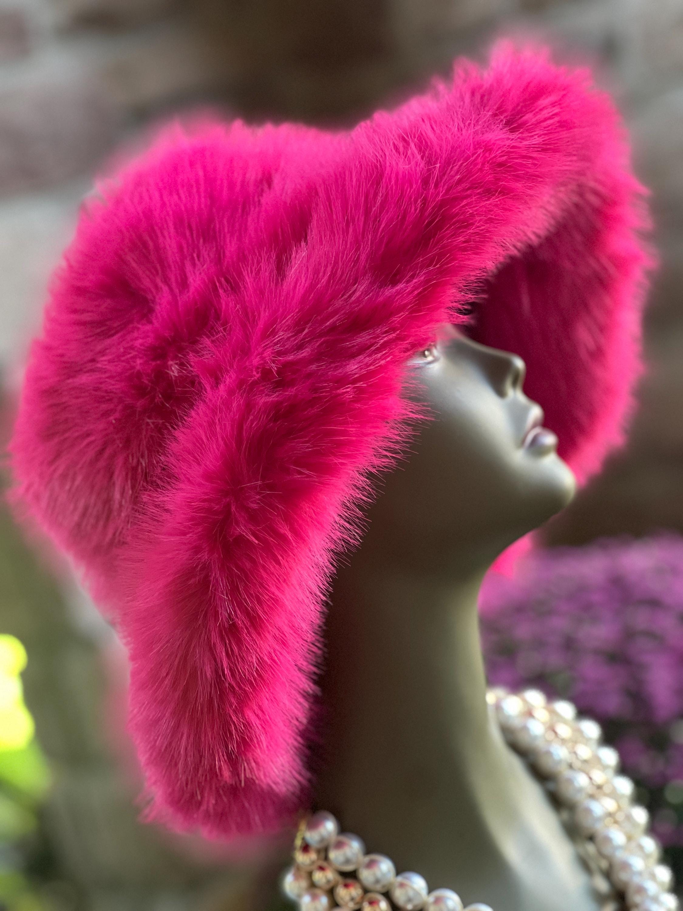 Fuchsia Pink Faux Fur Bucket Hat: Elegant Winter Fashion - Etsy
