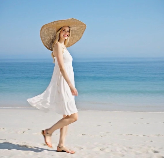 Oversized Beach Straw Hat Wide Brim Floppy Sun Hat Pitauce Oversized Beach Straw Hat for Women, Large Wide Brim  main image 4