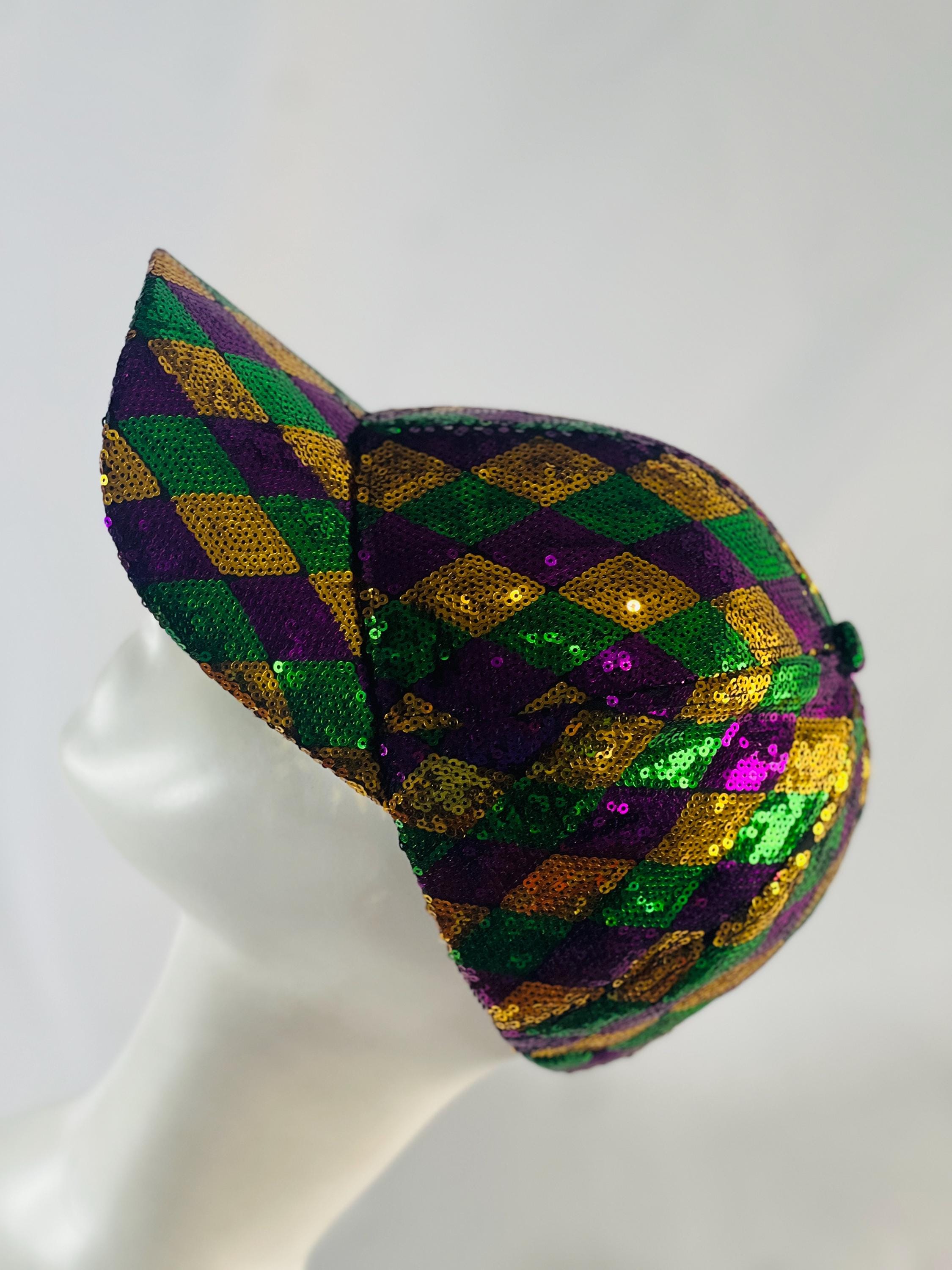Mardi Gras Sequin Baseball Cap – Harlequin Pattern - Etsy display picture 1