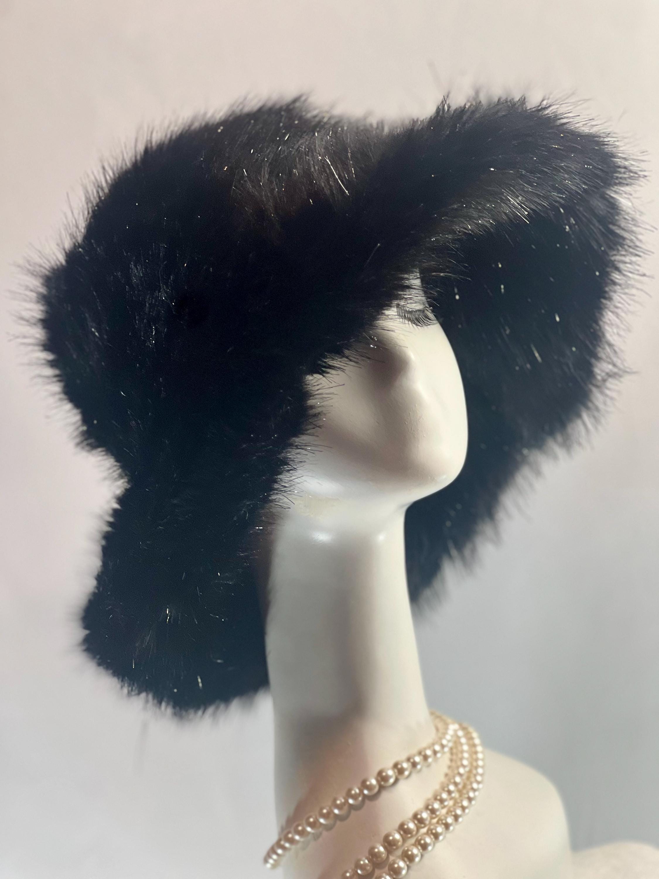 Elegant! Fabulous Fashionable Faux Fur Trim Bucket Hat Black and White FURRY BUCKET DALMATIAN | TYLERLAMBERT main image 3