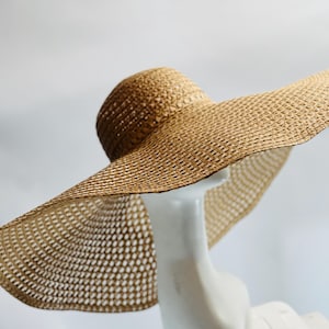TAN CREAM Summer Hat Wide Brim Sun Hat Travel Hat oversized floppy hat resort wear sun hat raffia palm hat breathable straw hat