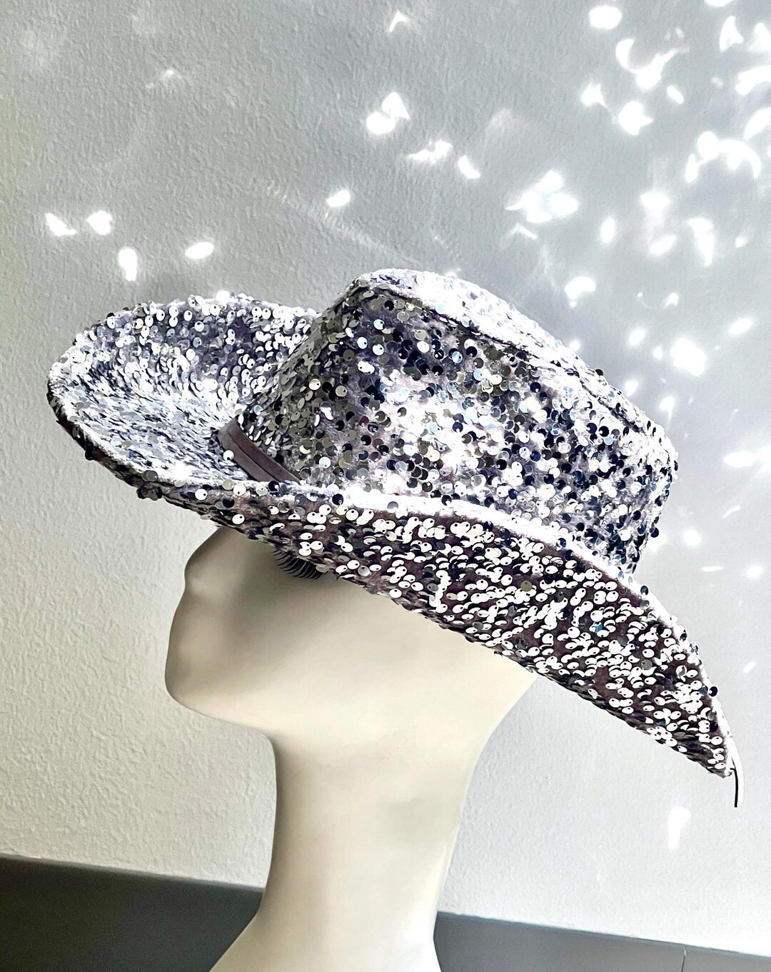 Silver Sequin Cowboy Hat Fever Deluxe Adult main image 1