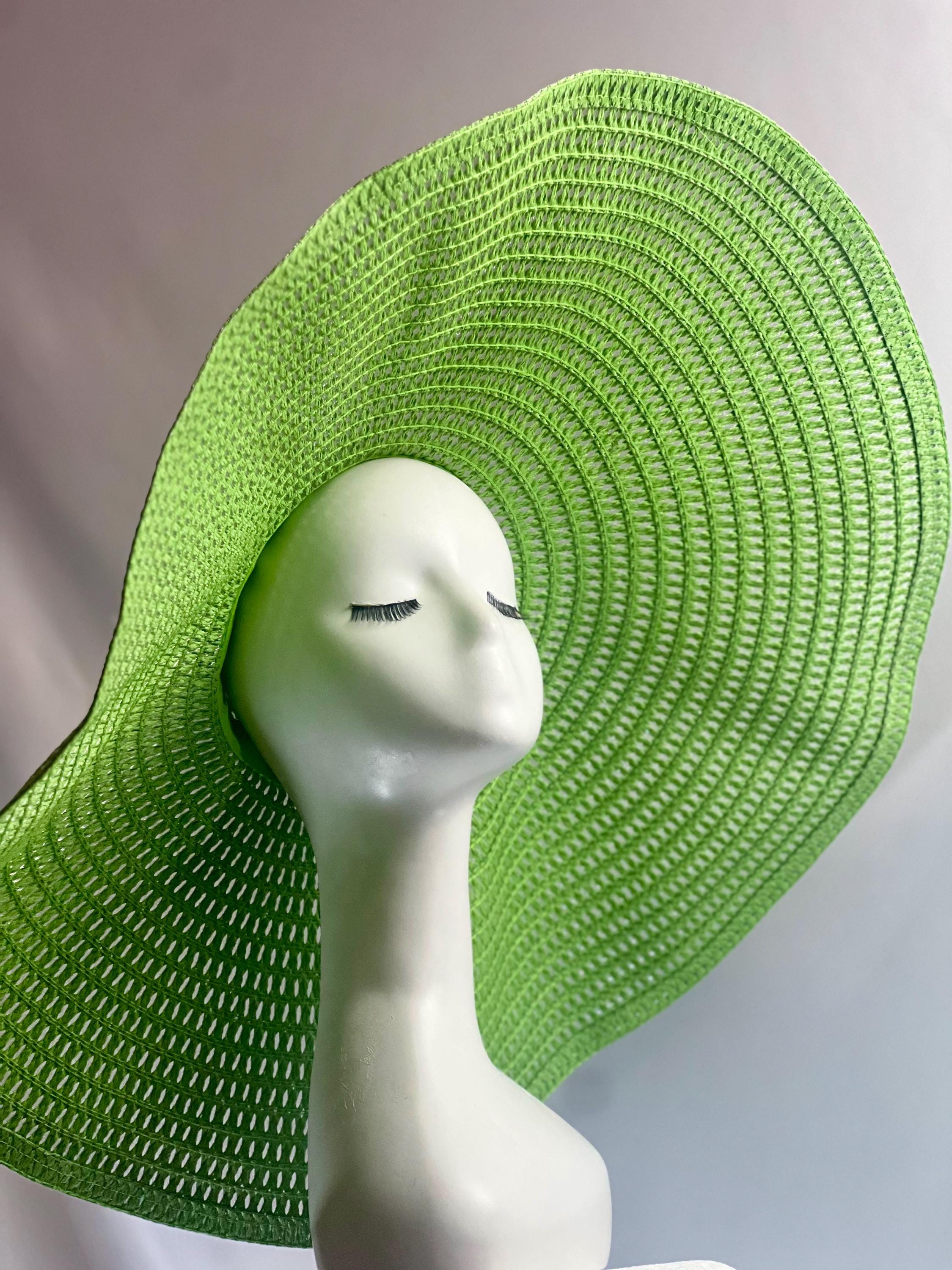 Handmade 100% Raffia Wide Brim Floppy Sun Hat Olive Green Coastal Resort La Isla main image 3