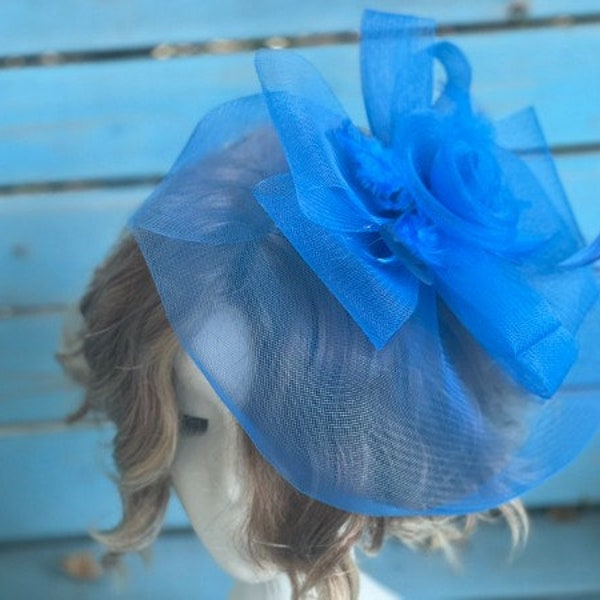 Elegant Royal Blue Fascinator Hat for Upscale Occasions |  Perfect Sophisticated Accessory for Stylish Ensembles | SOL24A356