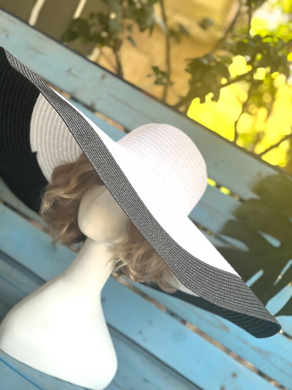 White Black Wide Brim Sun Hat Women main image 4