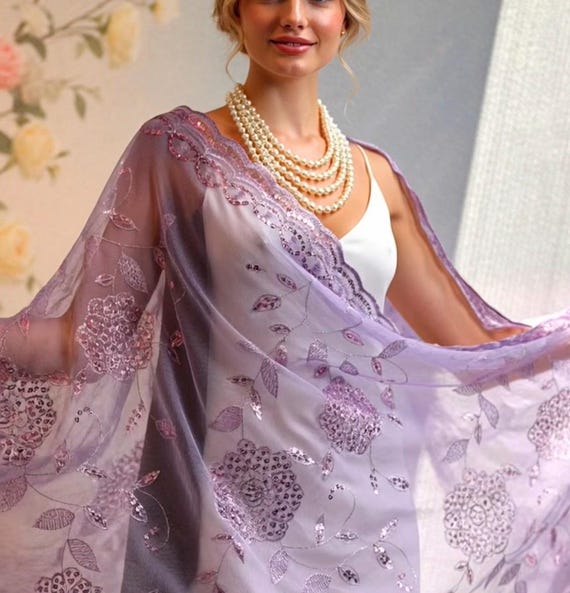 sequin shawl for dress Black Evening Shawl Aqua Sequin Wrap Scarf Sheer Dressy Stole Chiffon Poncho Cape (Black & Brown) at Amazon Women's Clothing store