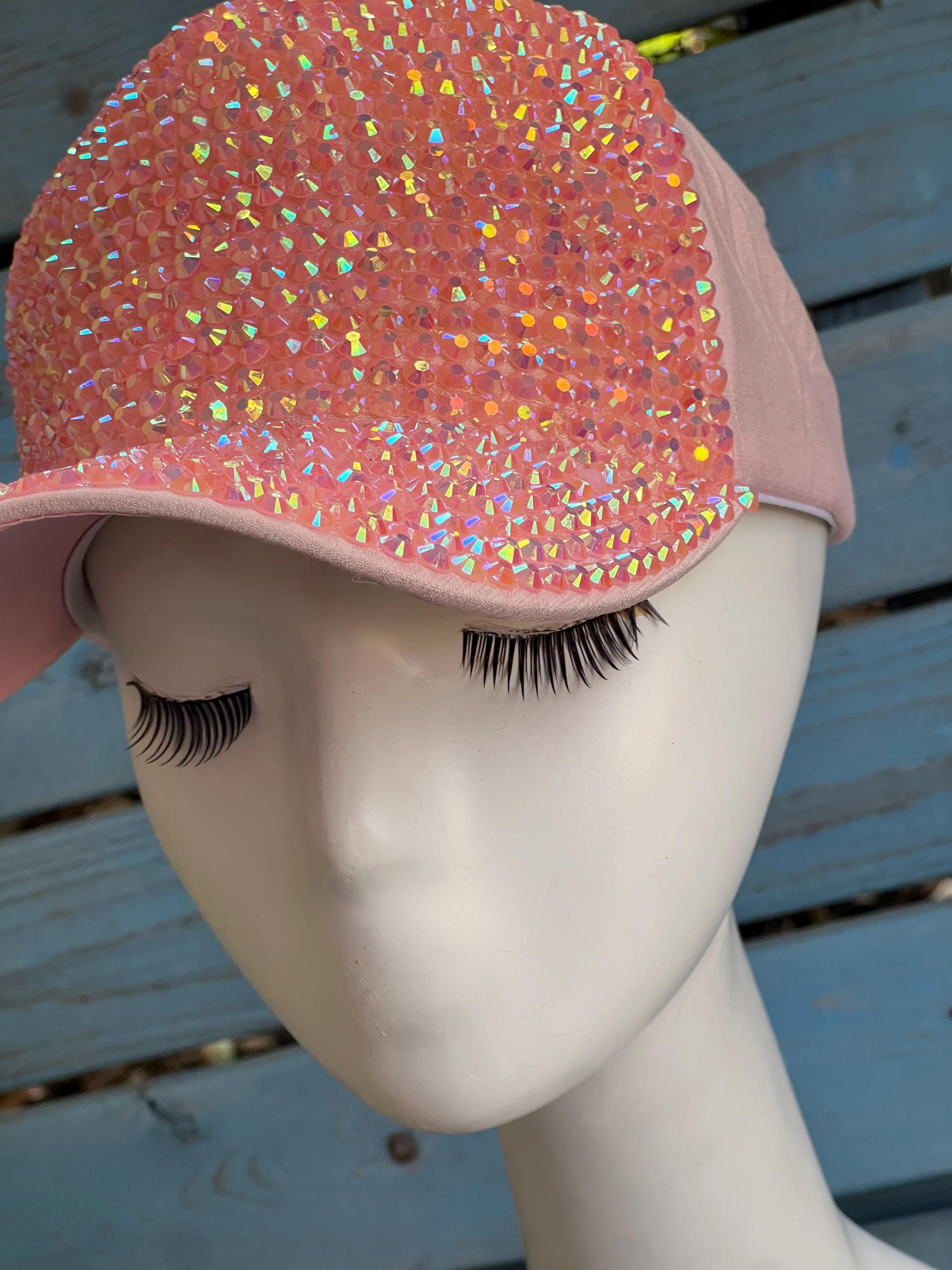Pink Rhinestone Baseball Cap: Sparkly Festival Bling Hat - Etsy display picture 3