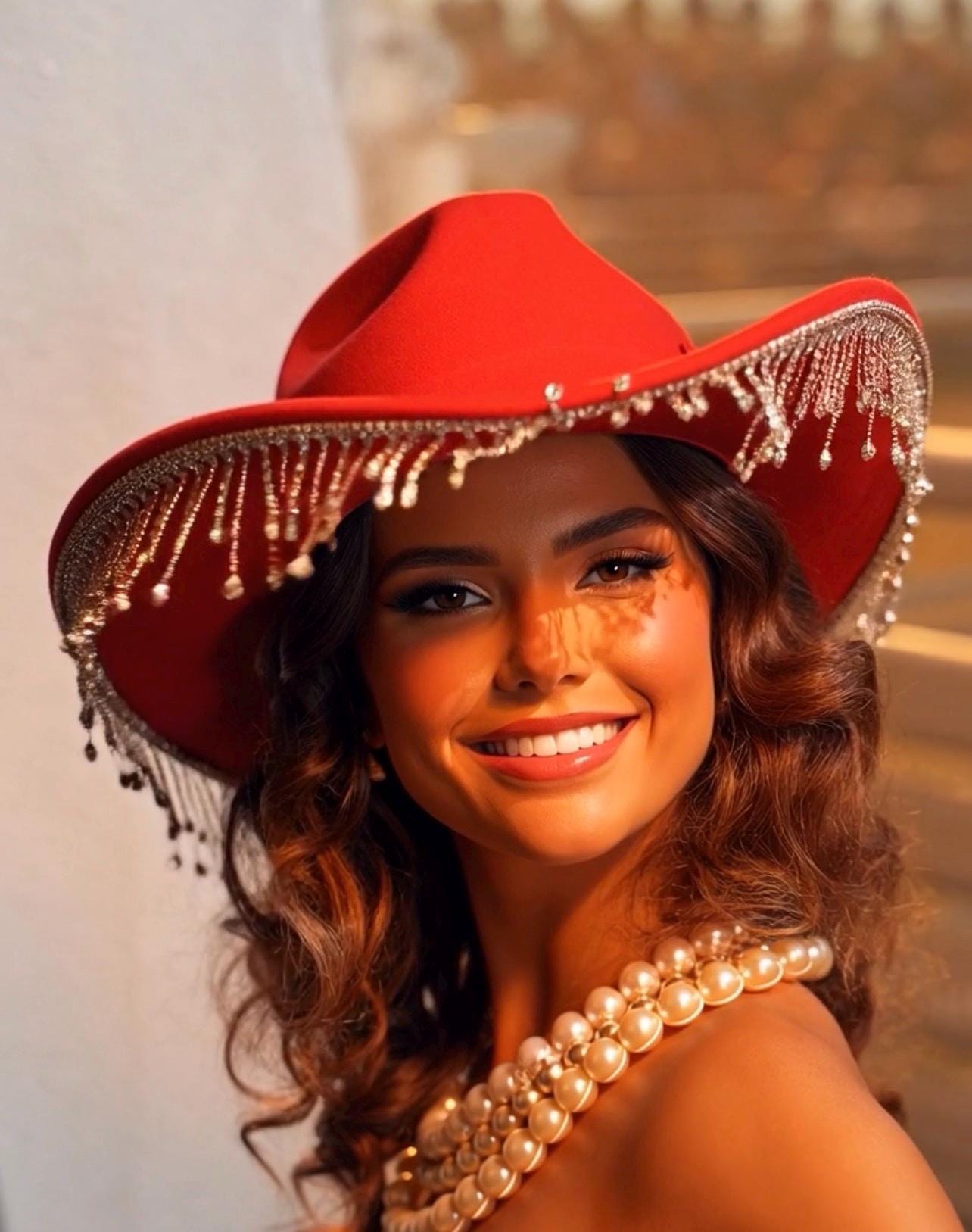 Burgundy Red Rhinestone Star Cowboy Hat | Disco Cowgirl Festival Glam NWT Woman Hat Womens Red Cowboy Hats Sequin Cowgirl Hat Sparkle  main image 2