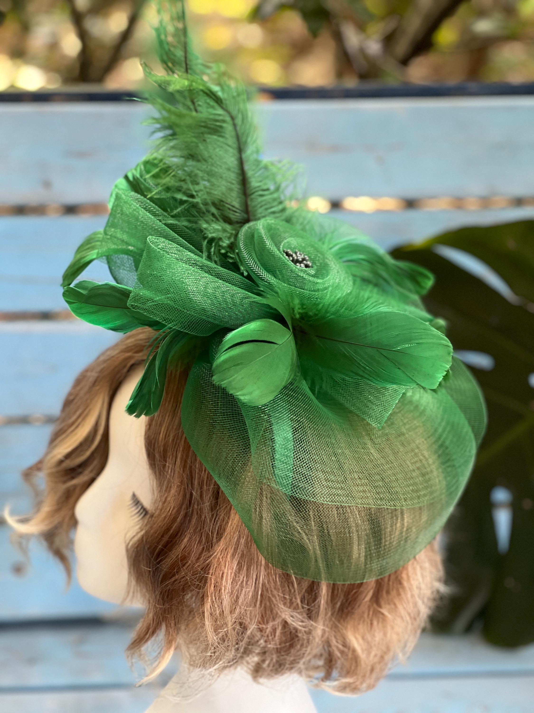 Green Feather Fascinator: Derby, Tea Party, Wedding  display picture 3