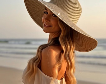 Frayed Raffia Sun Hat: Wide Brim Boho Beach Hat With Lace  display picture 3