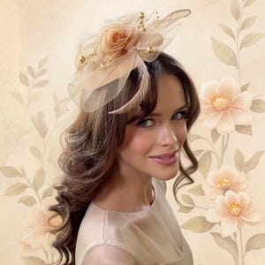 Elegant Cream Mesh Floral Fascinator QDC Fascinators for Women Tea Party Headband Hats Cocktail  main image 2