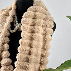 Luxurious Warm Taupe Faux Fur Winter Scarf Elegant Fashion Accessory for Women | SOL24A285