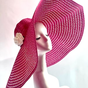 PINK Summer Hat Wide Brim Sun Hat Travel Hat oversized floppy hat resort wear sun hat raffia palm hat breathable straw hat garden hat