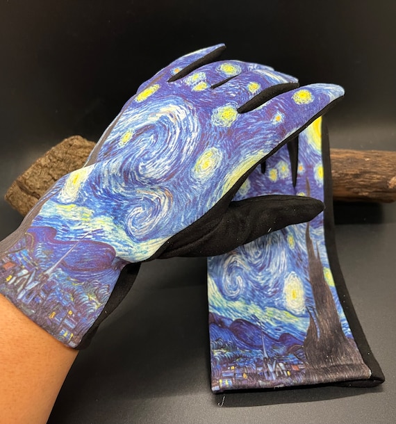 Starry Night Touchscreen Gloves: Van Gogh Art Lover Winter Gloves