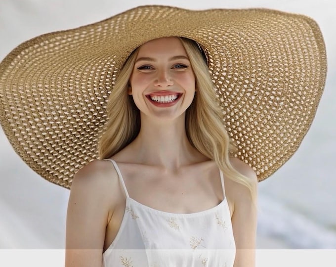 Oversized Floppy Straw Sun Hat – Wide Brim Beach Travel Style