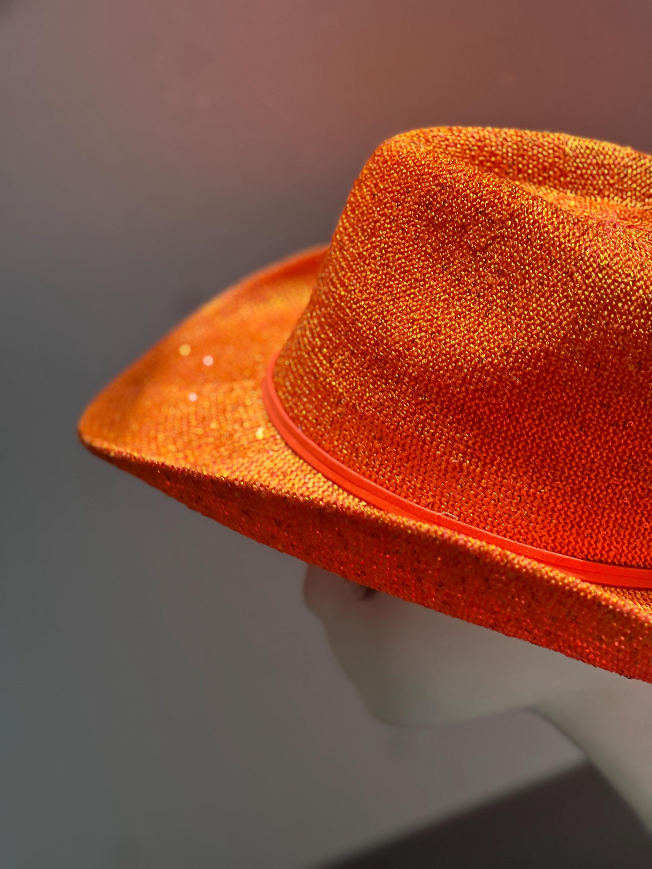 Woman’s Orange Cowboy Hat with Rhinestone Band Western Cowboy Burnt Orange Suede Hat - Americana – Camelia  main image 2