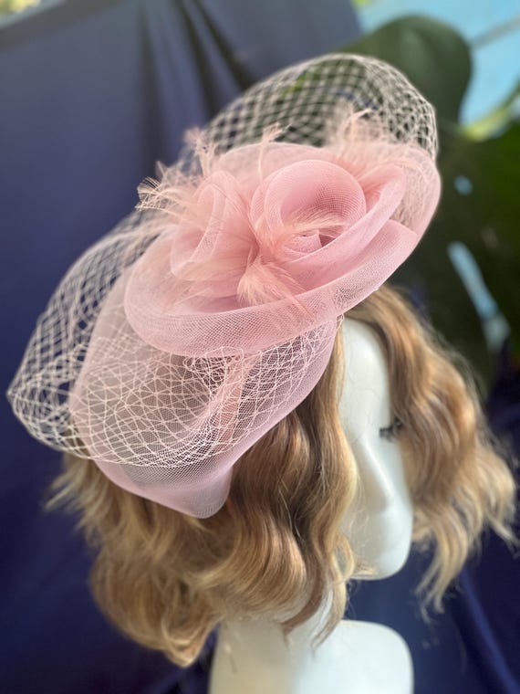Pink Feather Fascinator: Derby, Tea Party, Wedding Headpiece  display picture 3