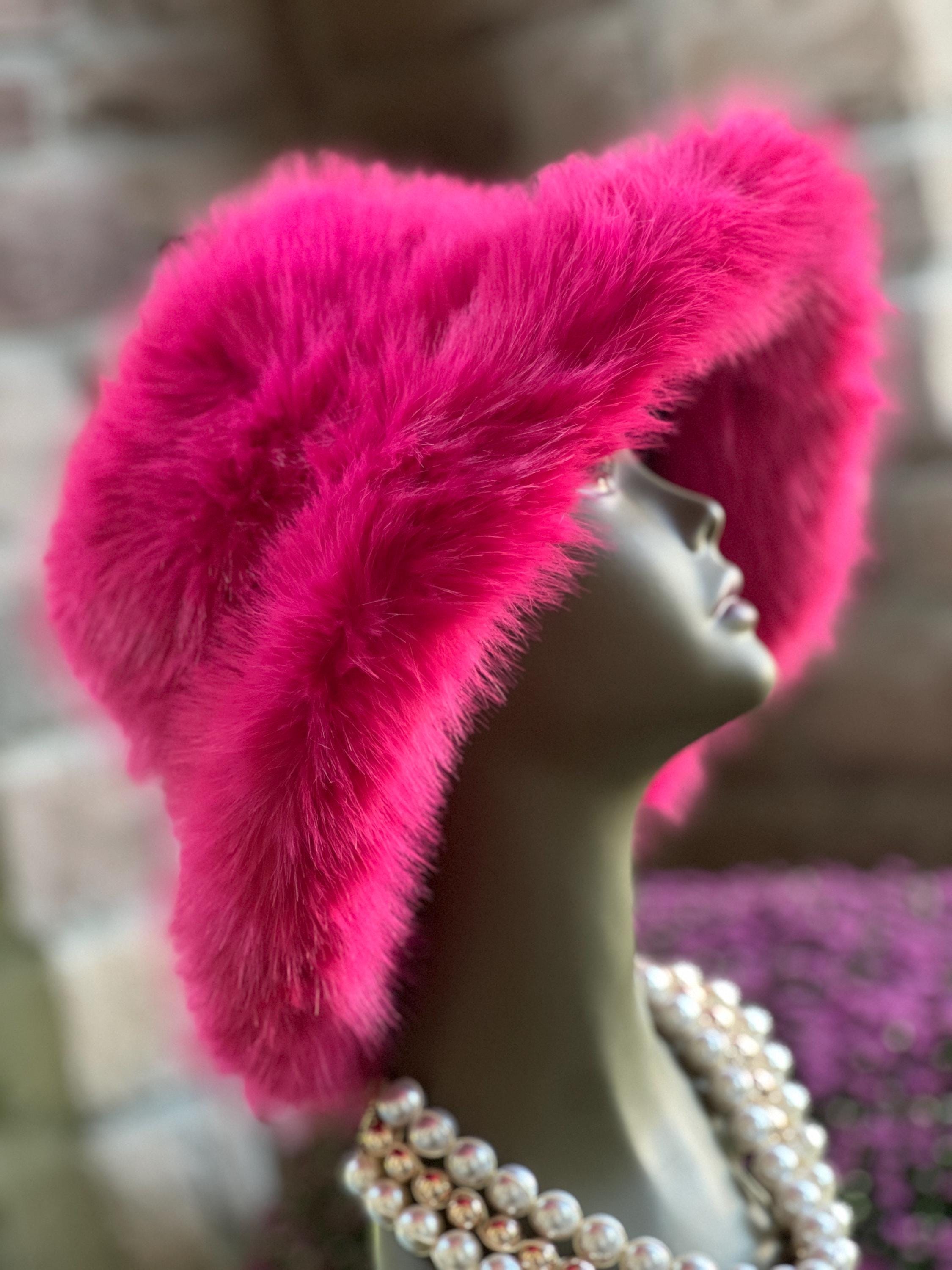 Elegant! Fabulous Fashionable Faux Fur Dark Pink Warm Hat Hot Pink Fur Hat - Etsy main image 4