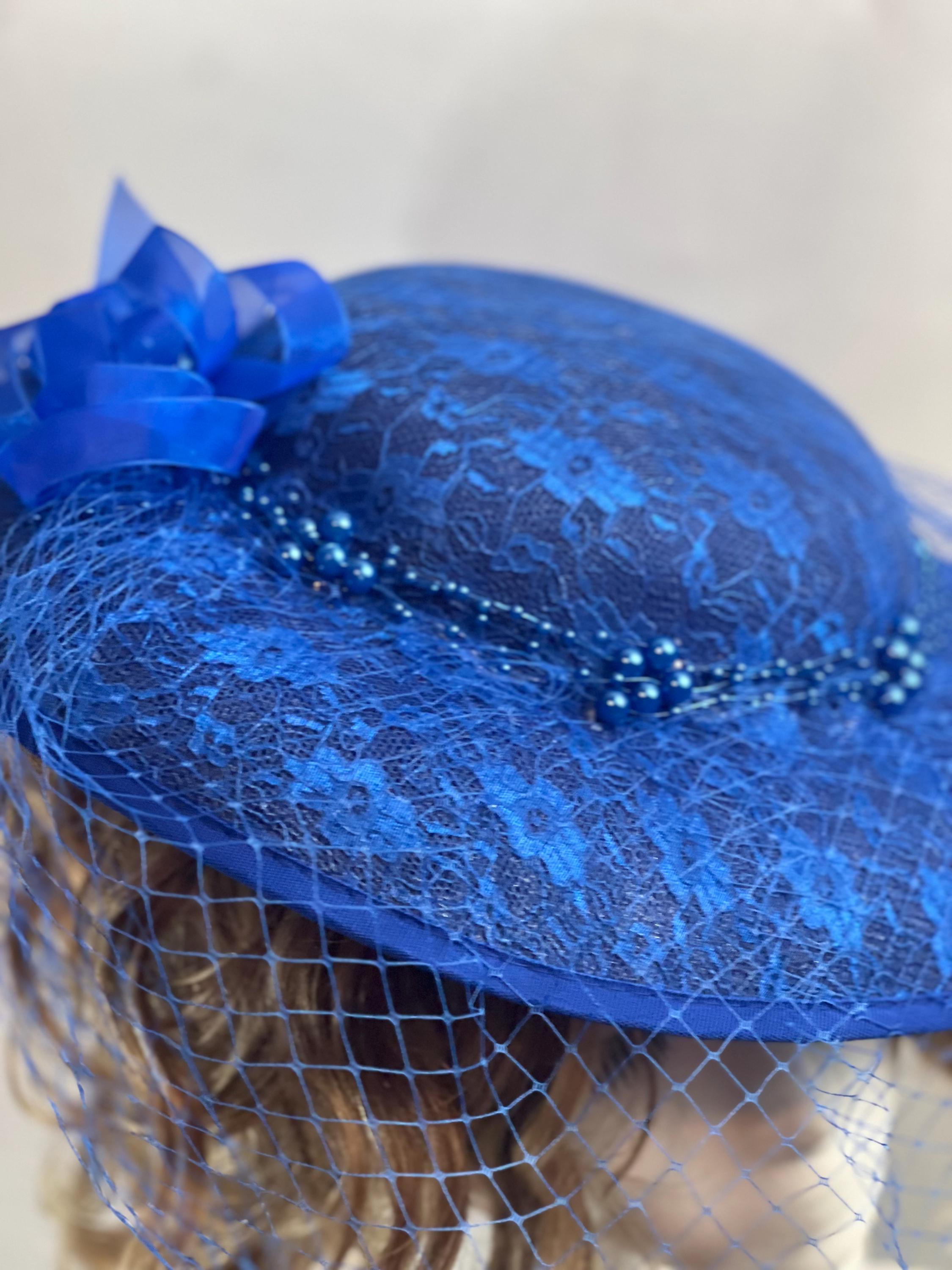 Royal Blue Fascinator Hat: Elegant Derby Tea Party Headpiece  display picture 1