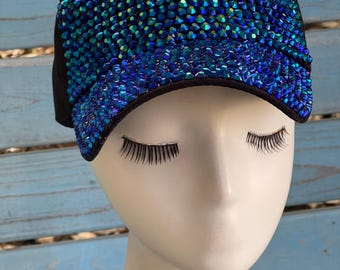 Xilery Women's Sparkle Rhinestone Denim Baseball Cap - Adjustable Sun Hat With Heart Or Star Design - View #3