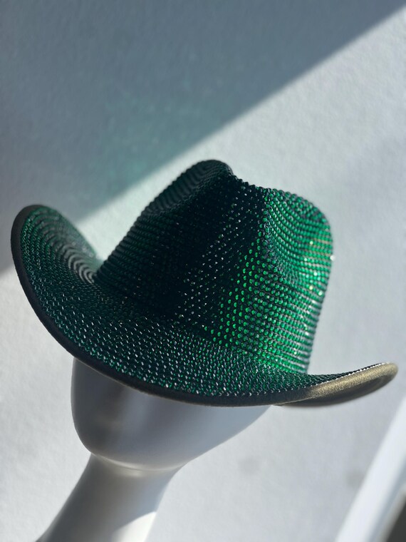 Green Handmade Sparkling Western Hat – Adjustable Rodeo  display picture 2