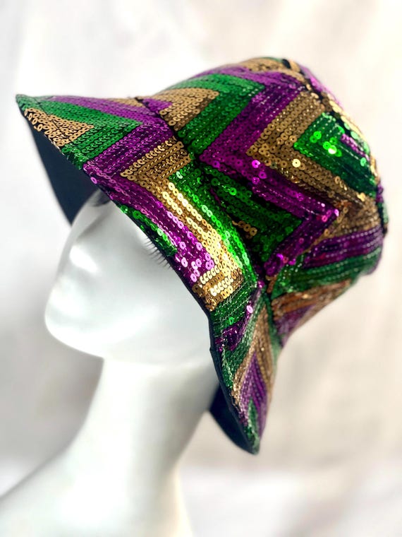 Mardi Gras Sequin Bucket Hat Mardi Gras Sequin Bucket Hat – Purple, Green & Gold - Mardi  main image 2