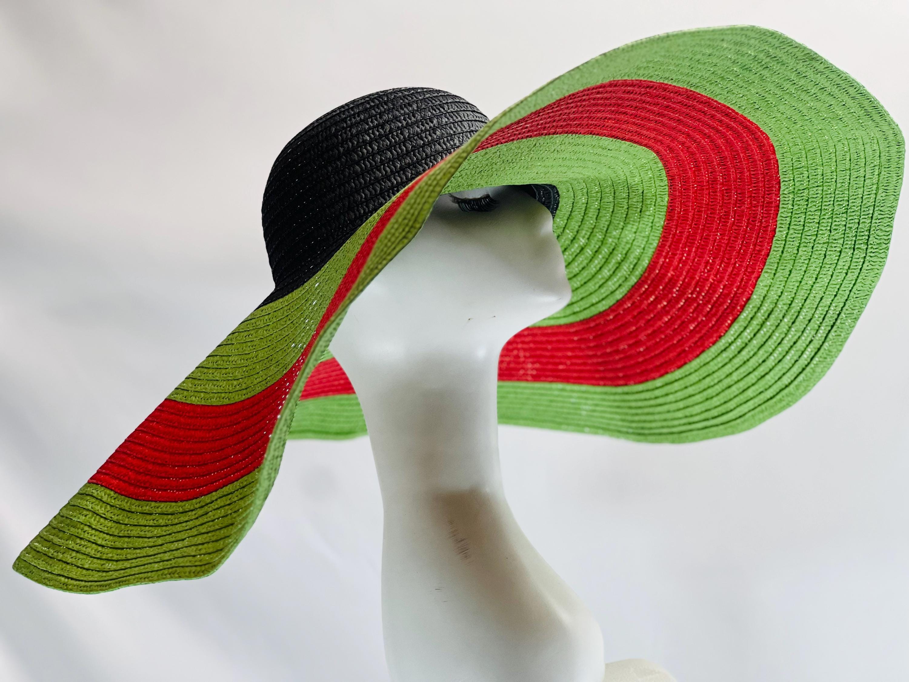 Oversized Color-block Straw Sun Hat: Wide Brim Derby Fashion 