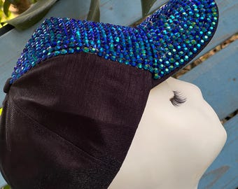 Casquette Baseball Femme à Strass - Bleu Royal, Taille Unique Ajustable - Parfaite Pour Un Look Glamour