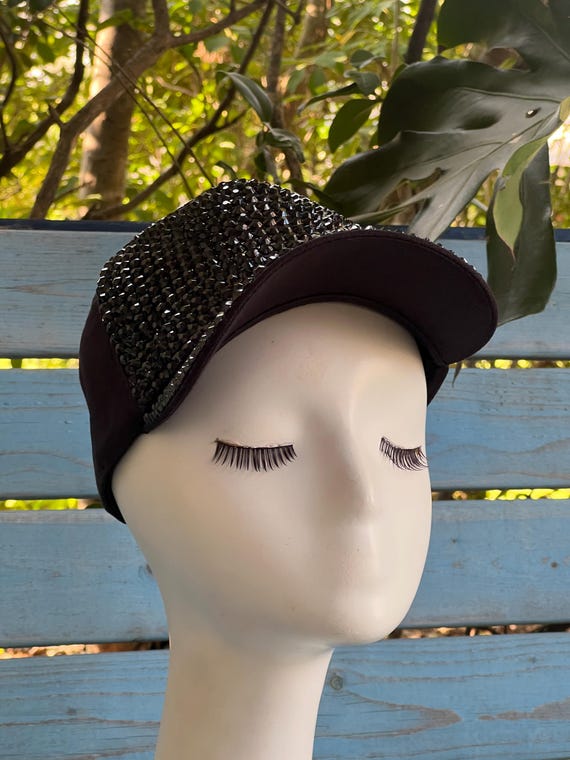 Black Rhinestone Baseball Cap Women main image 4
