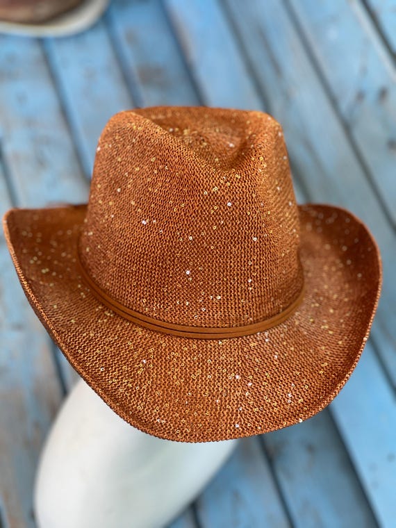 Orange Sequin Straw Sun Hat Sequin Band Pointed Straw Sun Hat – Madeline Love main image 3