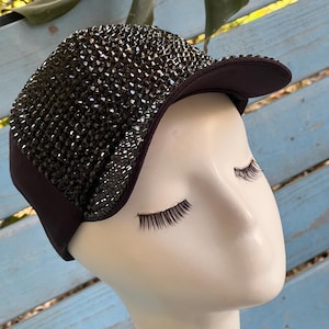 Black Rhinestone Baseball Cap: Unisex Sparkle Bling Hat