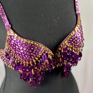 PURPL bra Glamorous Belly Dance Bra – Sequin & Beaded Performance Top for Dancers, Festivals  Costumes