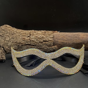 Gold Crystal Mask Elegant Rhinestone Masquerade Mask – Sparkling Crystal Venetian Mask Mardi Gras Mask