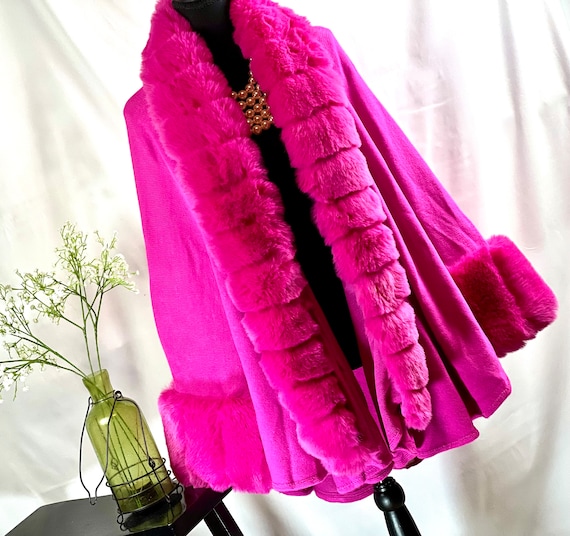 hot pink fur shawl