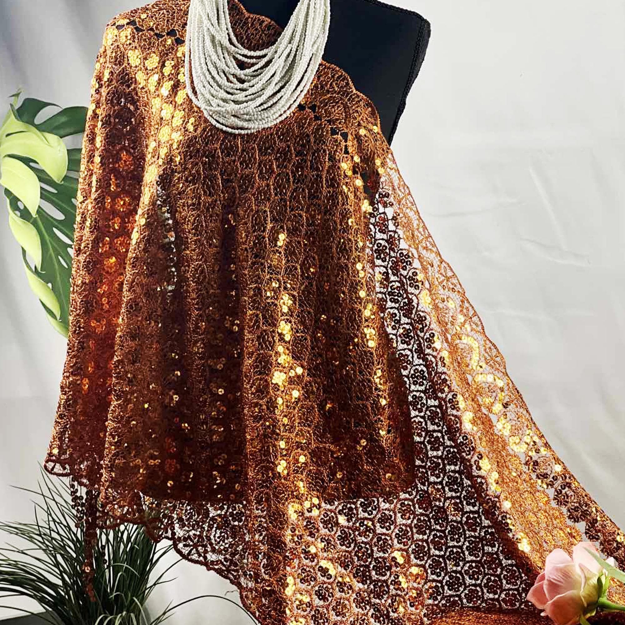 green emerald velvet dress Josephine Reversible Pashmina Shawl in Gold Shimmer Dune main image 1