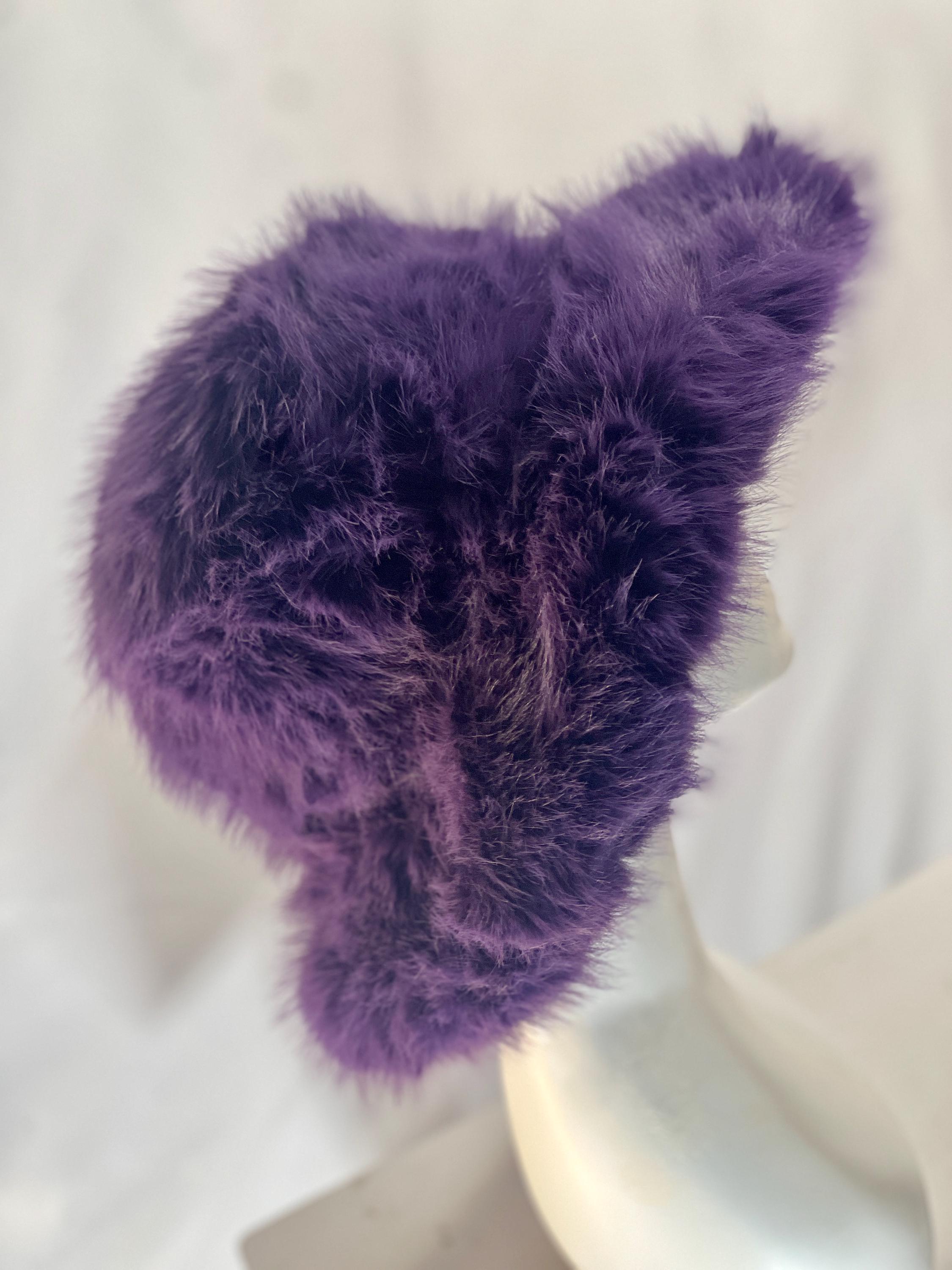 Purple Faux Fur Bucket Hat: Elegant Winter Fashion - Etsy