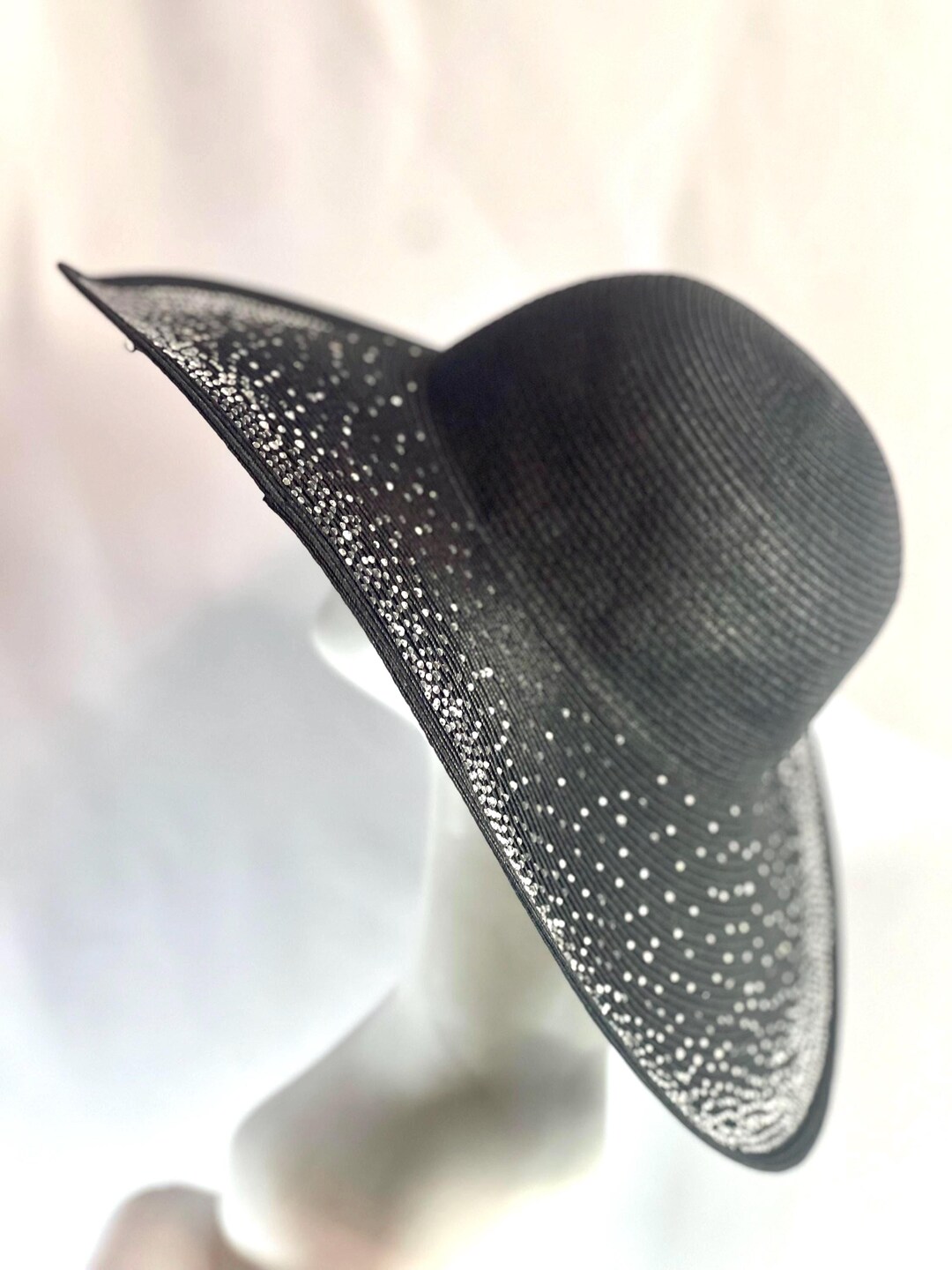 BLACK Rhinestone Floppy Hat Wide Brim Sun Hat Elegant Beach Hat ...