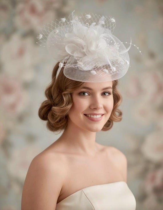 One Size Polyester Feather Fascinator Hat for Weddings & Derby SWSMCLT Women main image 2