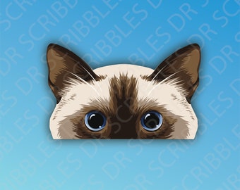Sticker or Magnet | Peeking Siamese Cat
