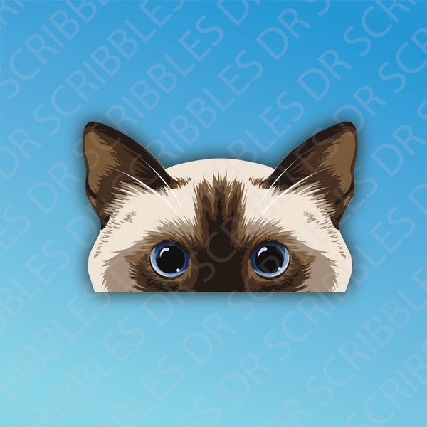 Sticker or Magnet | Peeking Siamese Cat