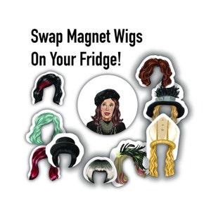 Fridge Magnet Doll | Static Cling Doll with 30 Optional Magnet Wigs