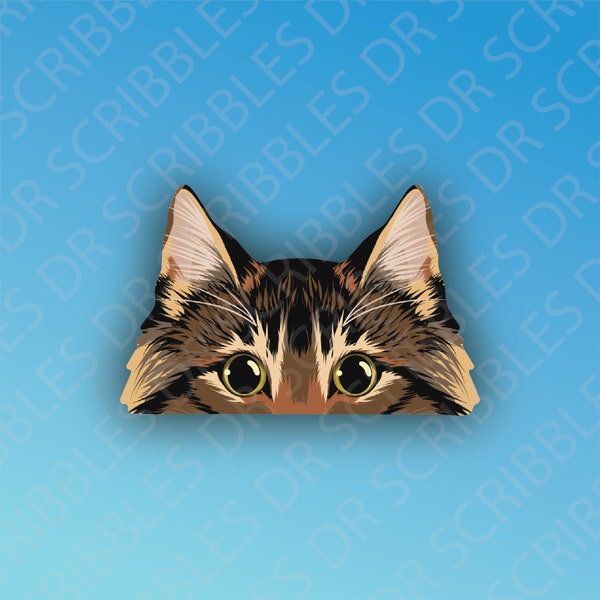 Sticker Main Coon Peeking Cat | Laptop Sticker | Hydroflask | Journal sticker
