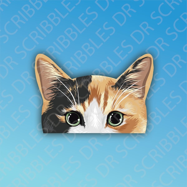 Sticker or Magnet | Peeking Calico Cat