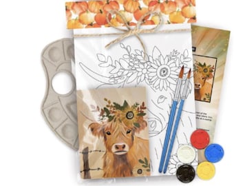 Kit de pintura de vaca de las Tierras Altas para adultos / Kit de manualidades DIY para principiantes
