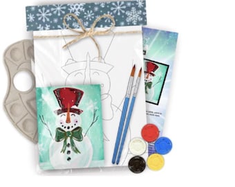 Kit de pintura navideña para adultos / Kit de arte de muñeco de nieve DIY / Regalo de manualidades navideñas / Set de pintura paso a paso / Regalo para rellenar calcetines navideños / Regalo festivo