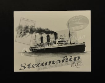 Steamship Vintage estilo arte impresión