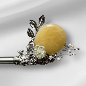 Little Star Handcrafted Korean Binyeo | Traditional Hairpin with Citrine Stone | Elegant Korean Hair Accessory
