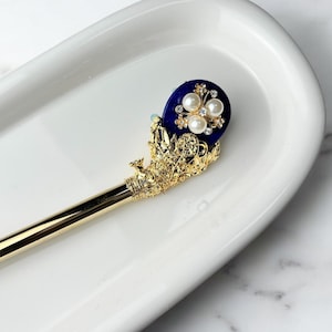 Sparkling Blue Sea Binyeo | Handcrafted Korean Hairpin with Aventurine Stone | Elegant Traditional Hair Accessory
