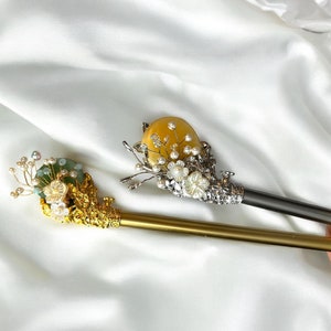 Little Star Handcrafted Korean Binyeo | Traditional Hairpin with Aventurine Stone | Elegant Korean Hair Accessory 1pc