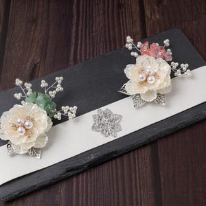 Plumeria Blossom Hair Clip Set with Case | Traditional Hairpin & Ornate Clip | Handmade Korean Elegant Accessory